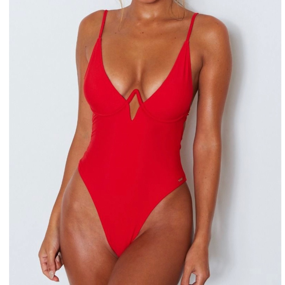 Red one piece swimsuit